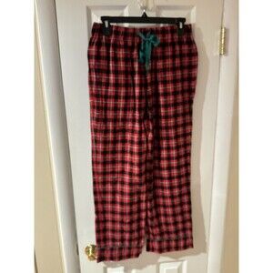 Lands End red Black plaid flannel women's pajama pants size XS Drawstring